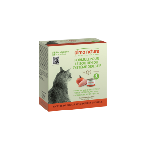 Almo HQS Formule Chat Soutien Digestif - Recette De Poulet + Potiron En Sauce - 6x50g
