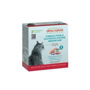 Almo HQS Formule Chat Soutien Immunitaire - Recette De Poulet + Bleuet En Sauce - 6x50g