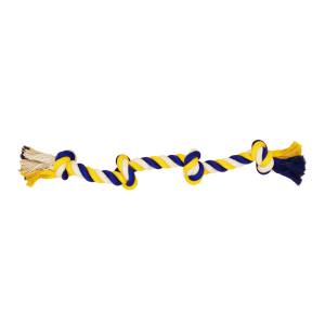 Bud'z Jouet de corde pour chien avec 4 noeuds - Large, bleu et jaune 70cm